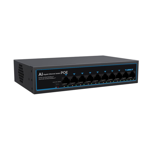 8 Port (8+2) 2 up-link full Giga port ultra hd network ethernet imported poe switch (54v)